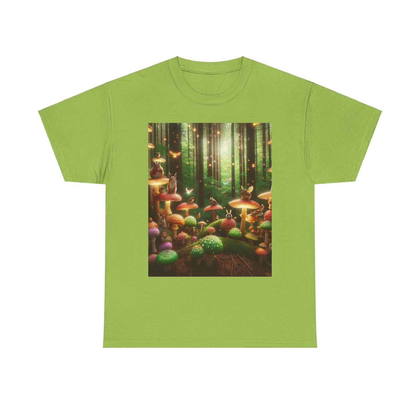Unisex Heavy Cotton Mystical Forest Mushroom Print Tee