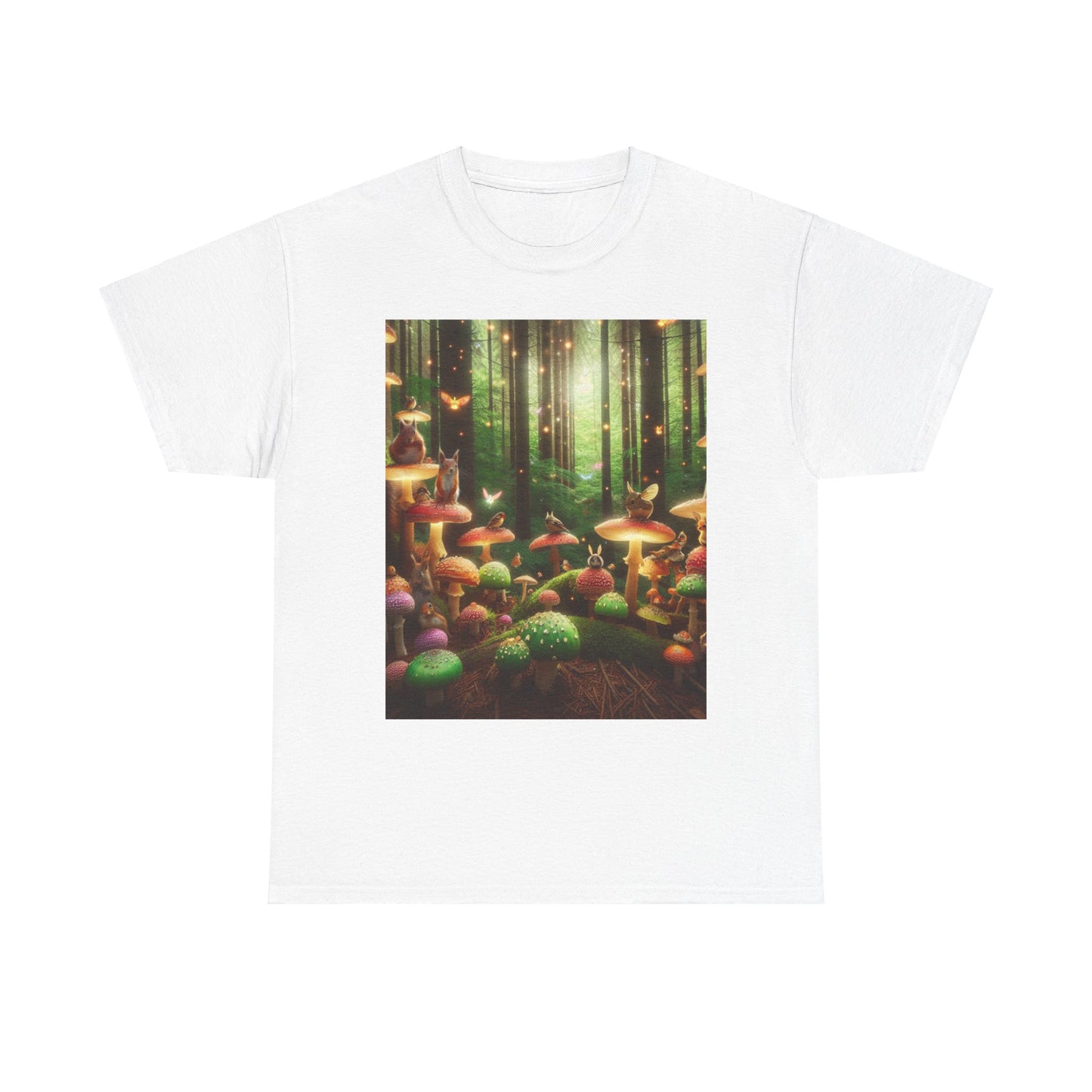 Unisex Heavy Cotton Mystical Forest Mushroom Print Tee