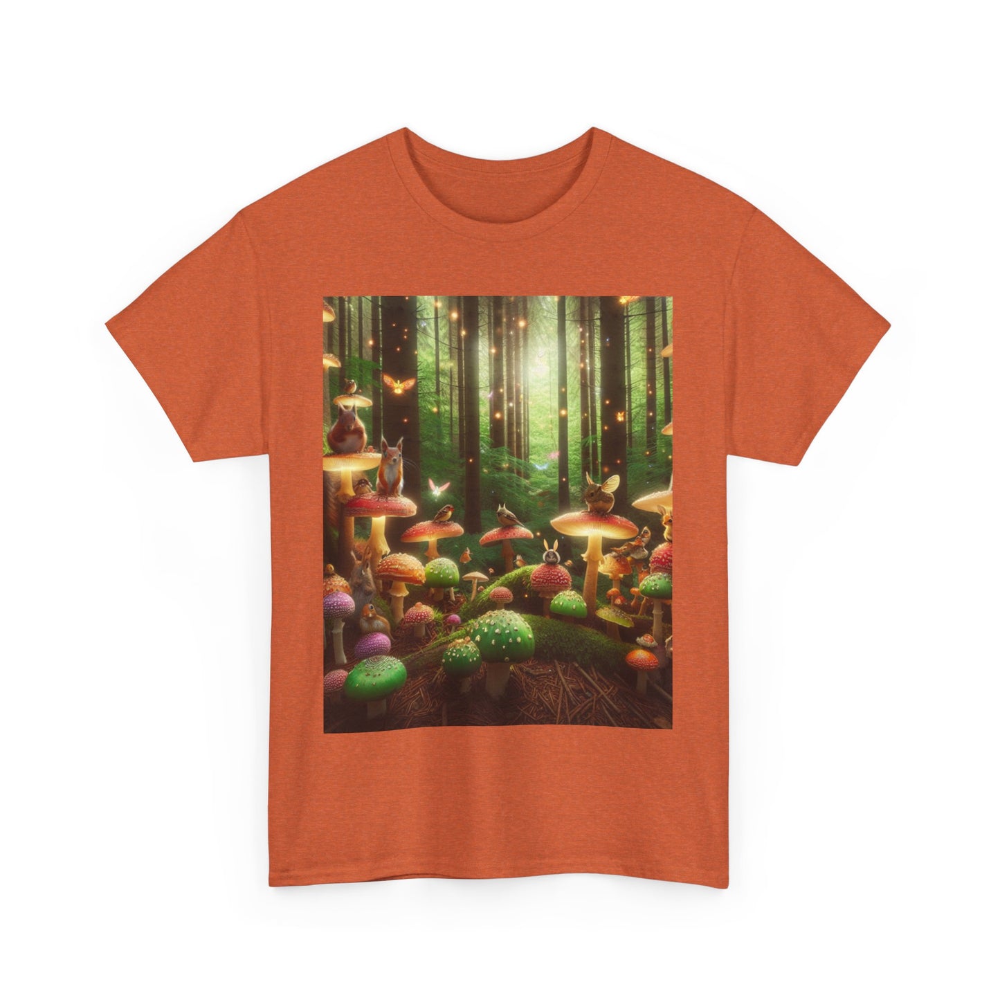Unisex Heavy Cotton Mystical Forest Mushroom Print Tee