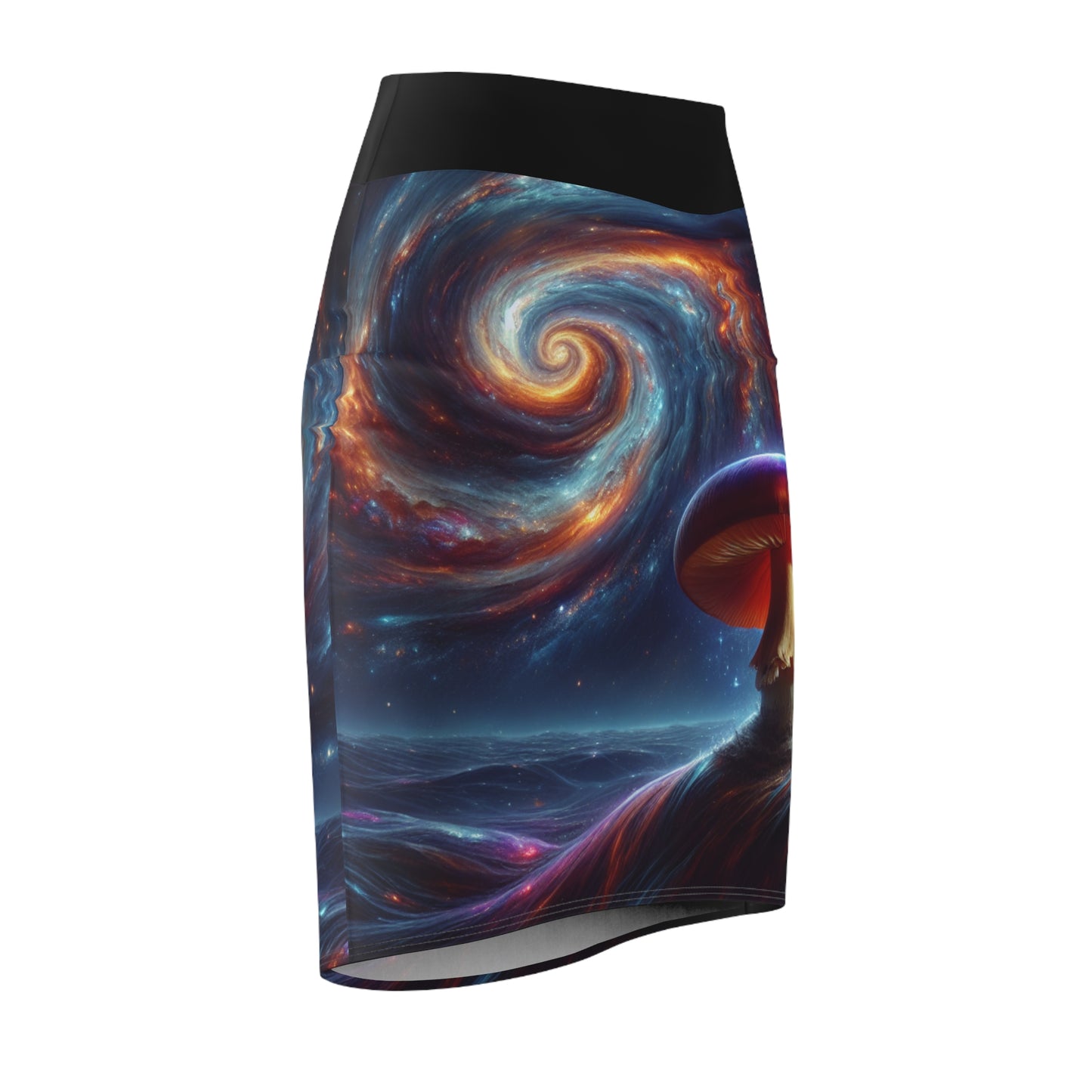 Galactic Fantasy Women's Pencil Skirt - Cosmic Mushroom Design